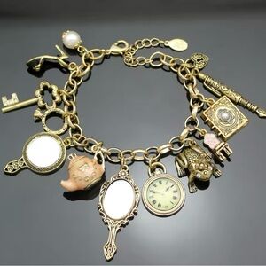 Wonderland Mirror Charms Bracelet Vintage Style